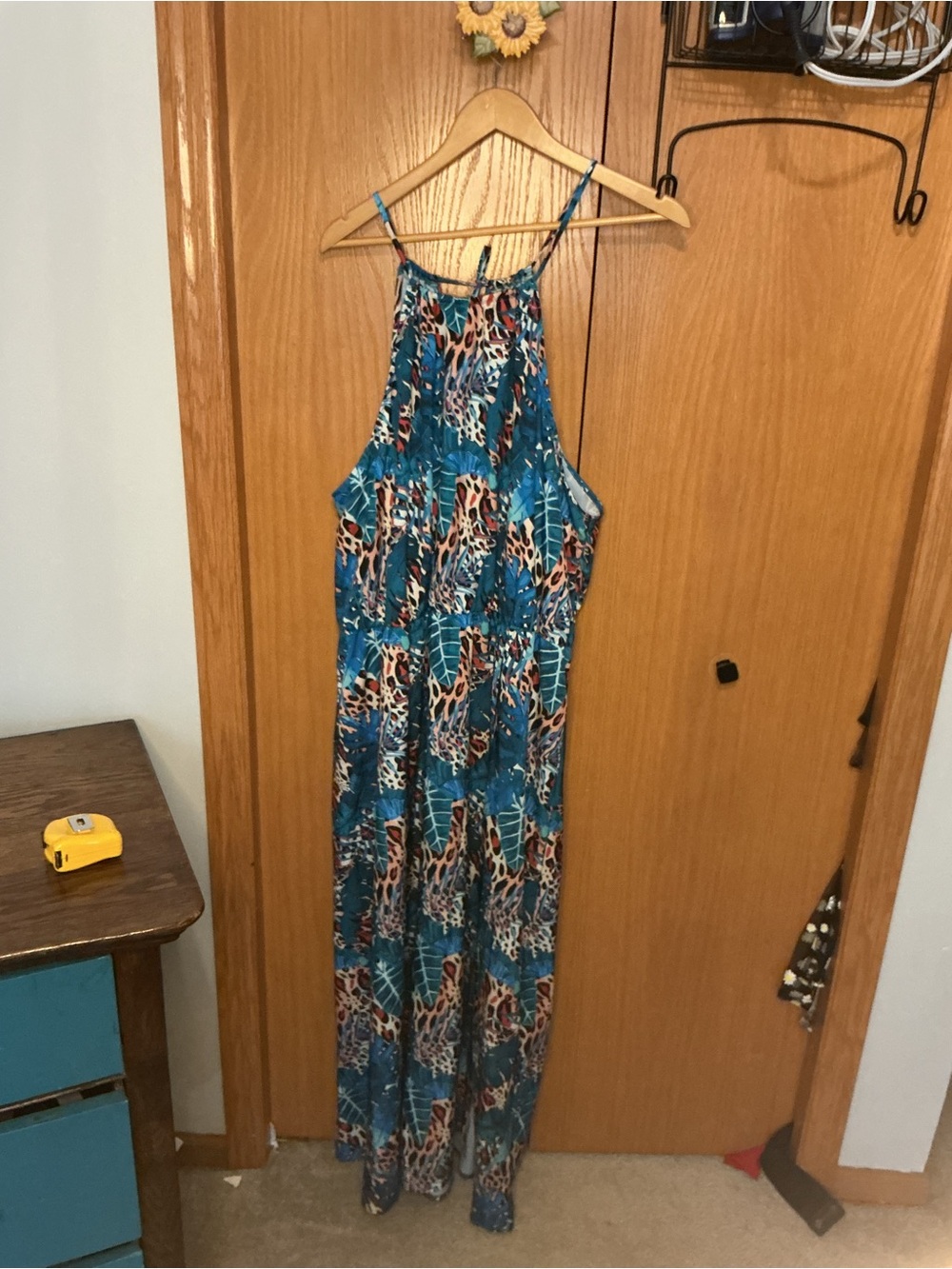 SHEIN Teal Leopard Print Maxi Dress
